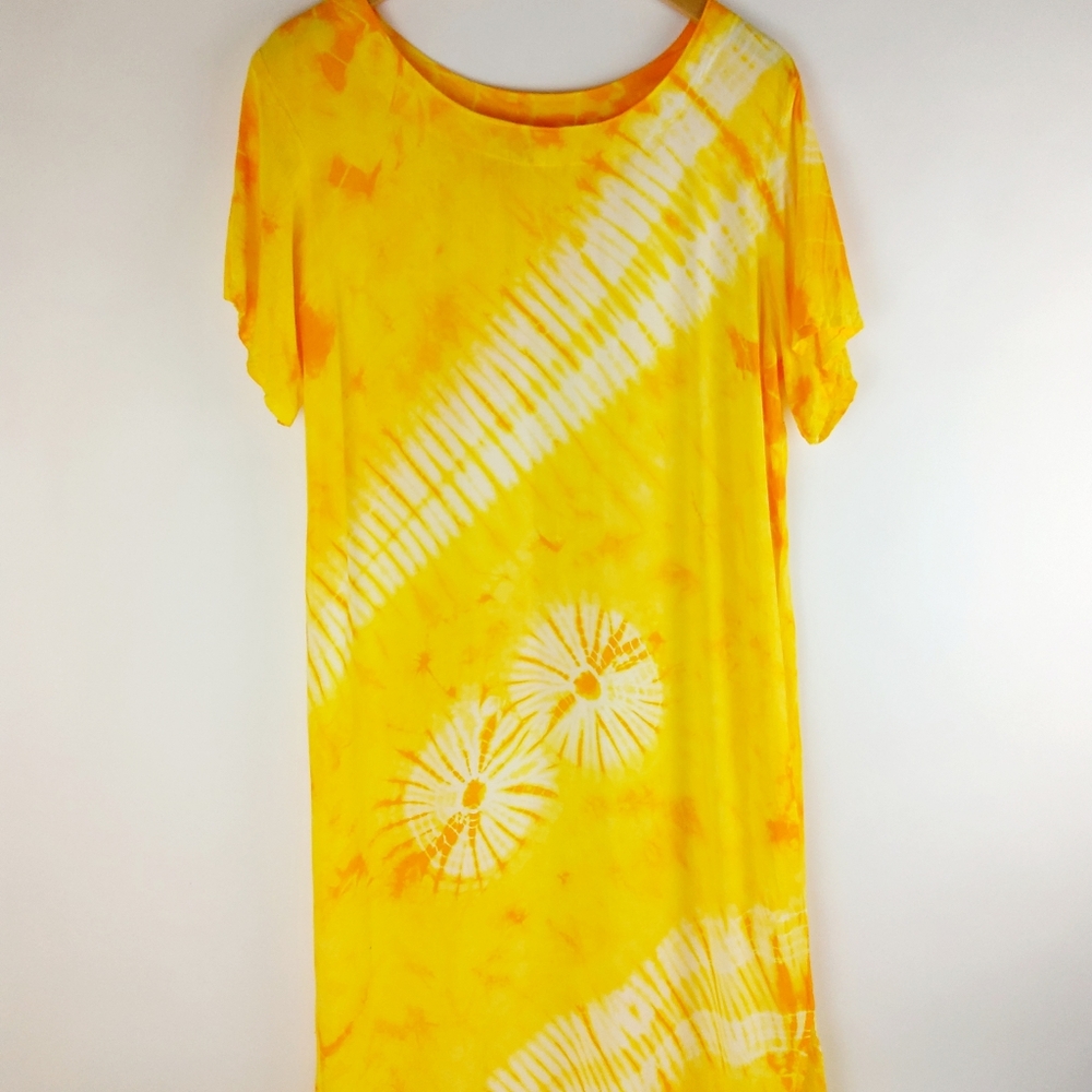 Sunshine Yellow Tie Dye Maxi Dress OS